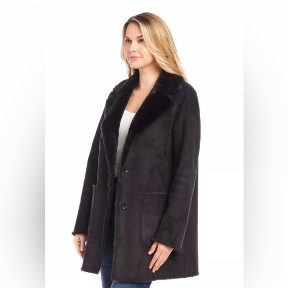 Karen Kane black vegan suede black jacket with faux furPockets. Size Medium. - Picture 4 of 6